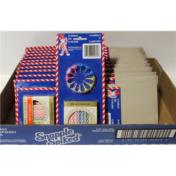 CASE OF 24 NEW BIRTHDAY CAKE CANDLES &
