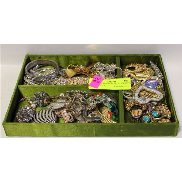 GREEN SATIN FLAT FULL OF ESTATE JEWELRY &