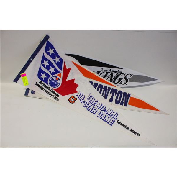 VINTAGE HOCKEY PENNANT FLAGS ALL TOGETHER-ESTATE