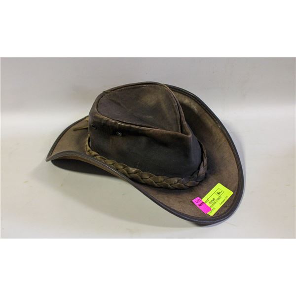 VINTAGE LEATHER COWBOY HAT-ESTATE