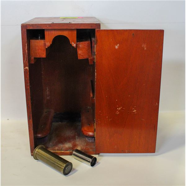 ANTIQUE MICROSCOPE BOX W/ 2 LENSES