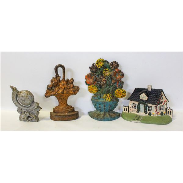4 OLD DOOR STOPS (2 ARE ANTIQUE)