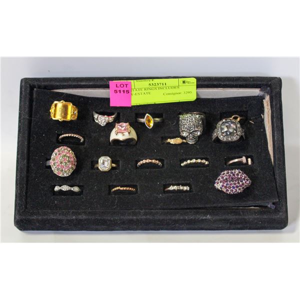 18 ESTATE RINGS INCLUDES TRAY-ESTATE