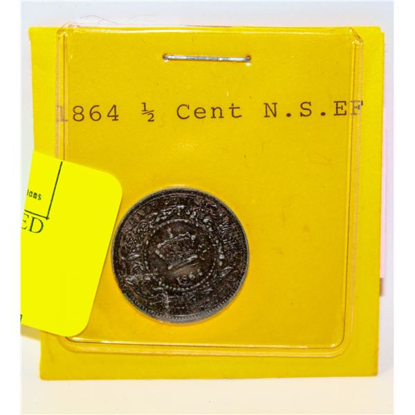 1864 NOVA SCOTIA « CENT (GRADED E.F.)
