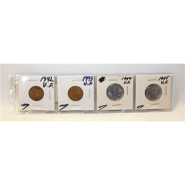 CANADA 1942-1945 WAR TIME NICKELS (GROUP OF 4)