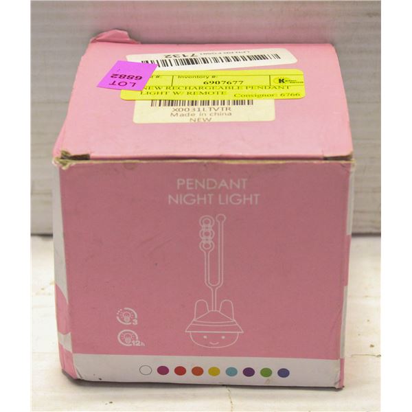 NEW RECHARGEABLE PENDANT LIGHT W/ REMOTE