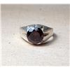 Image 1 : 14)  SILVER TONE WITH DARK GARNET ZIRCON STONE