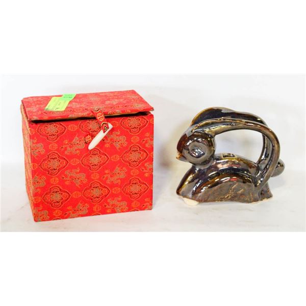 CHINESE TEA POT COLLECTOR ITEM SHAPED LIKE RABBIT