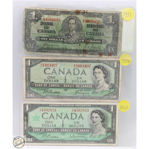 $1 NOTES 1937, 1954, 1967