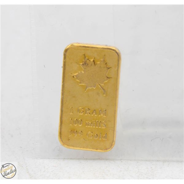 1G BASE METAL BAR WITH 100 MILLS .999 GOLD PLATE