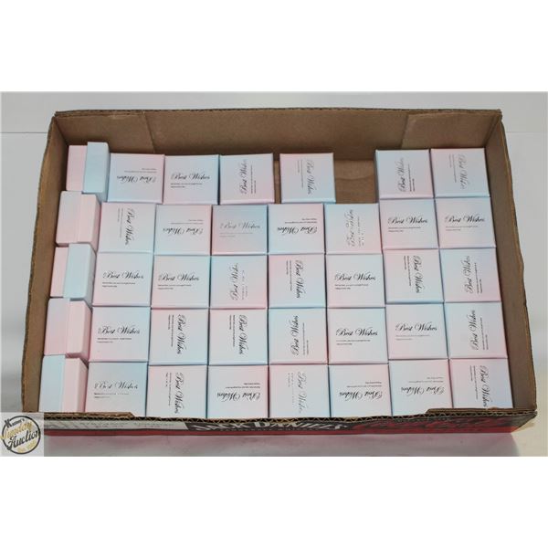 40 SMALL RING BOXES ALL W/SILVER POLISHING CLOTH