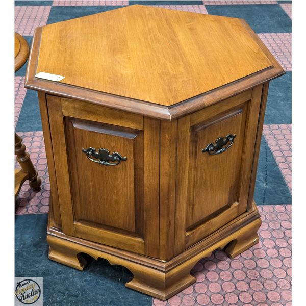 HEXAGON ENDTABLE WITH CUBBY HOLE 22.5" X 28" X 28"