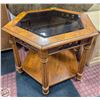 Image 1 : HEXAGON SMOKEY GLASS ENDTABLE 21.5" X 30" X 30"