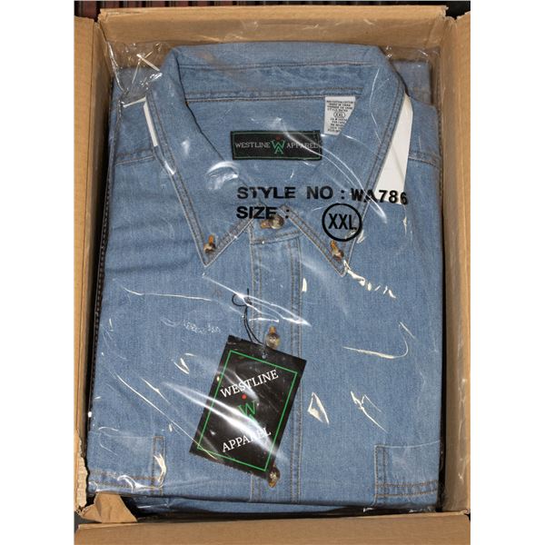 NEW MEN'S SHIRTS CASE OF 9 DENIM SIZE 2XL