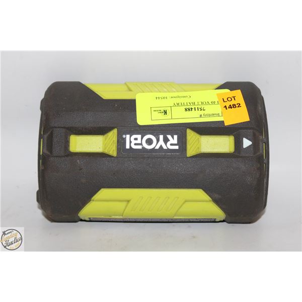 1 RYOBI 40 VOLT BATTERY