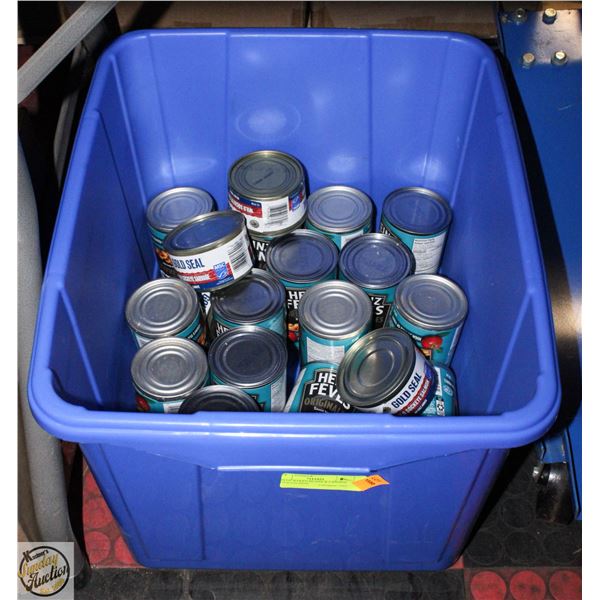 BIN OF BAKED BEANS & CANNED TUNA/SALMON
