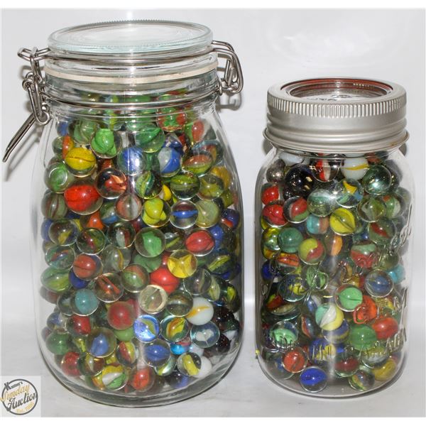 ESTATE LOT OF 2 JARS OLD MARBLES