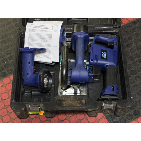 CORDLESS POWER TOOL KIT: SAW, LIGHT, JIG SAW +