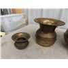 Image 8 : 4 Brass Spittoon (2) Have Labels : Red Skin Brand & 5