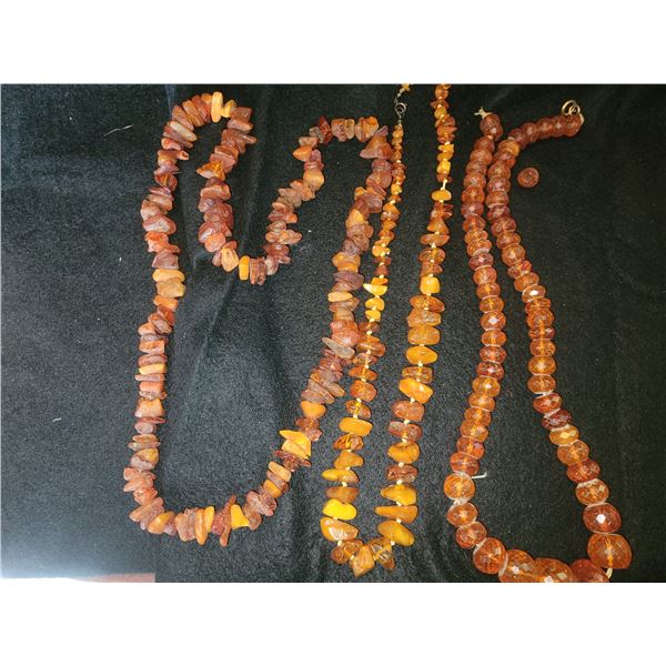 Polished  & Rough cut amber necklaces A
