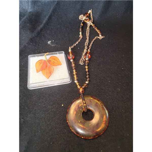 Amber Necklace & Maple Pin A