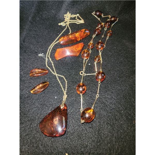 Amber Jewelry with 9K Gold setting  A