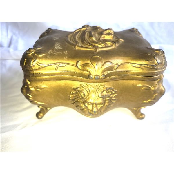 Vintage Cast Metal Jewelry Box & More A