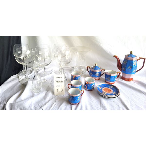 Japanese Tea Set & Glass Stemware A