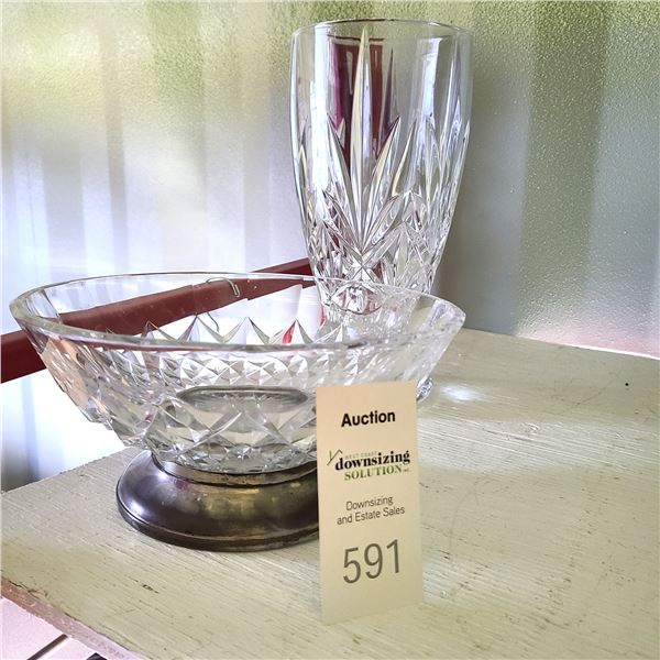 Cut Glass Bowl & Crystal Vase A