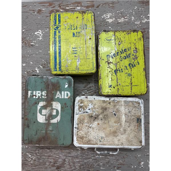 Four metal storage boxes