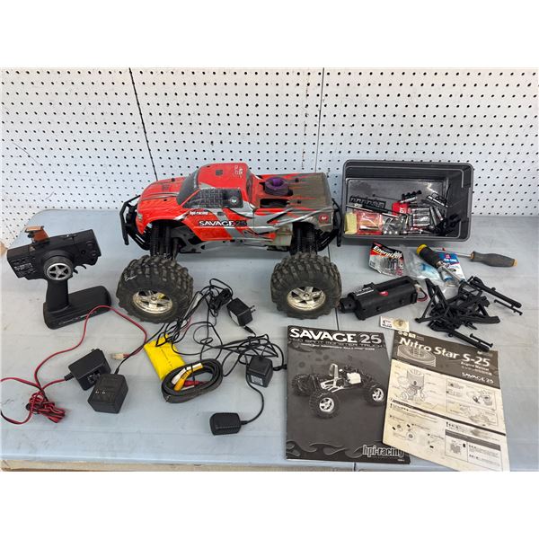 Gas powered remote controlled truck with roto start