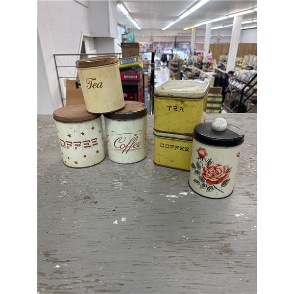 5 tin storage containers