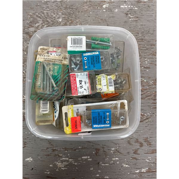 Large selection of new screws,  bolts and other fasteners