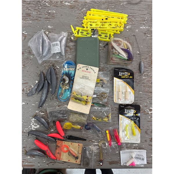 Assortment of hooks and other fishing gear