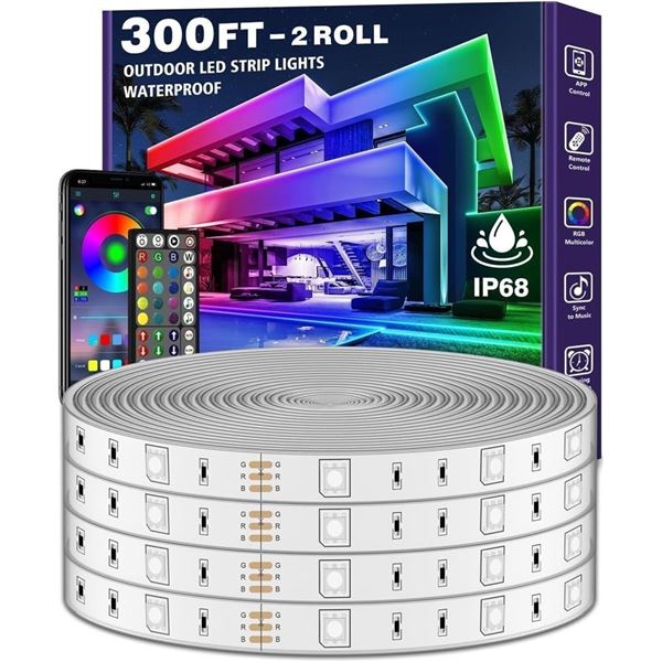 NEW $220 300FT BT Outdoor LED Strip Lights, RGB