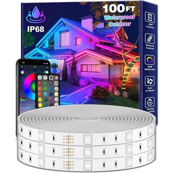 NEW $72 100FT Outdoor LED Strip Lights w/App RC
