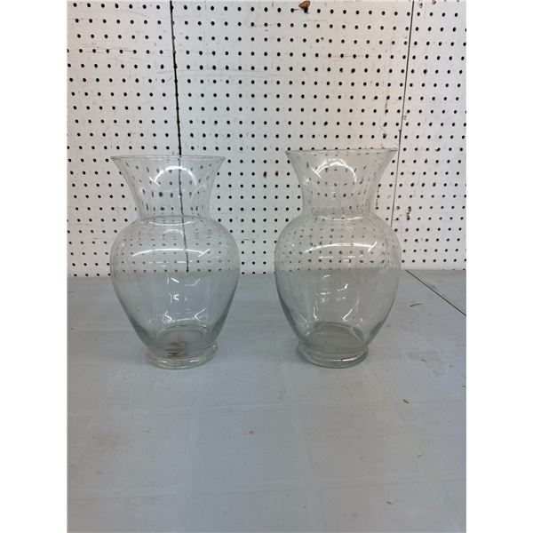 Two glass flower vases