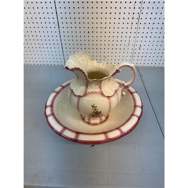 Porcelain wash basin and pitcher