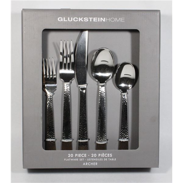 NEW 20PC GLUCKSTEIN HOME FLATWARE SET