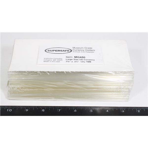 SUPERSAFE CURRENCY HOLDERS 100 CT.