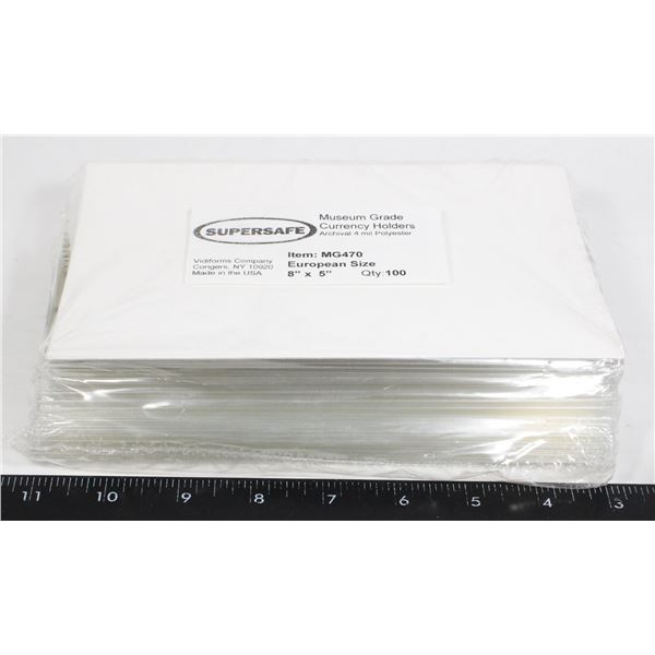 SUPERSAFE CURRENCY HOLDERS 100 CT.