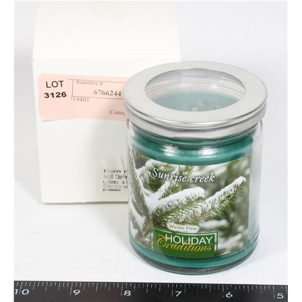 ITEM #14403. NEW SCENTED CANDLE. WINTER PINE