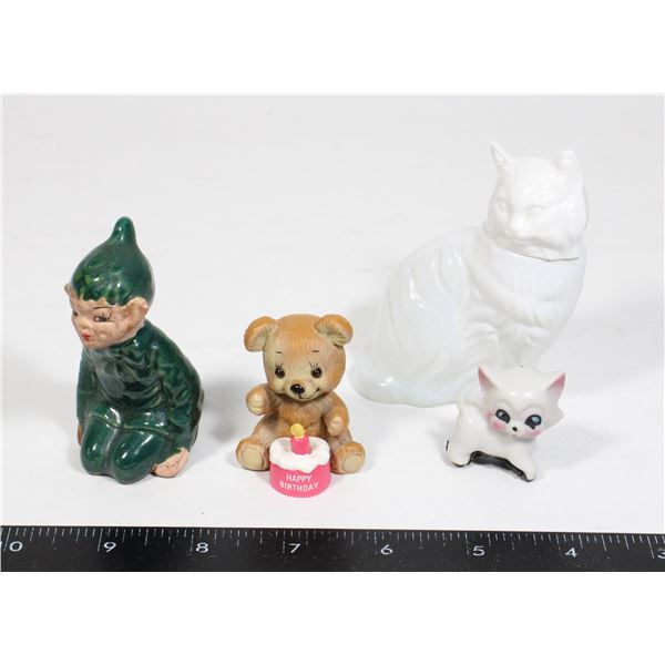 VINTAGE AVON WHITE GLASS KITTY CAR PERFUME GLASS