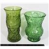 Image 1 : 2 LARGE GREEN GLASS VASES