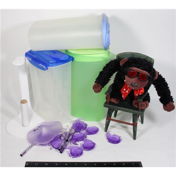 WIND CHIME, 3 WATER PICTURES, MONKEY