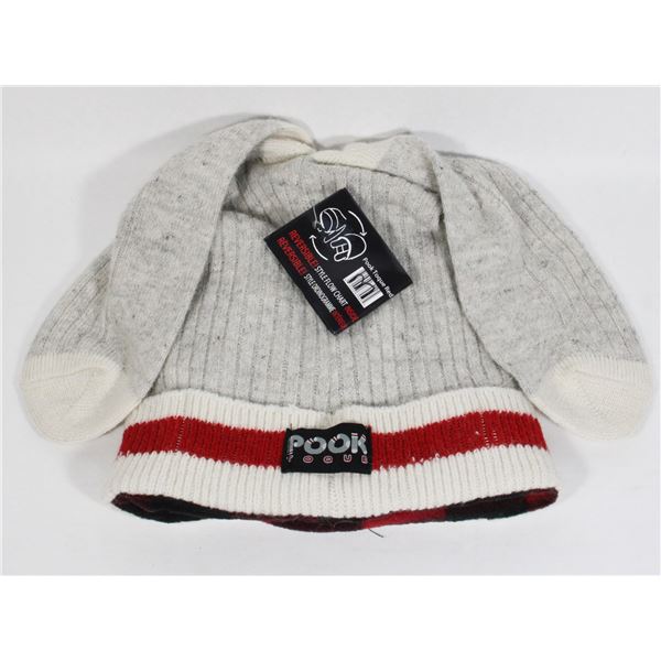 REVERSIBLE POOK TOQUE. ADULT 1 SIZE FITS MOST