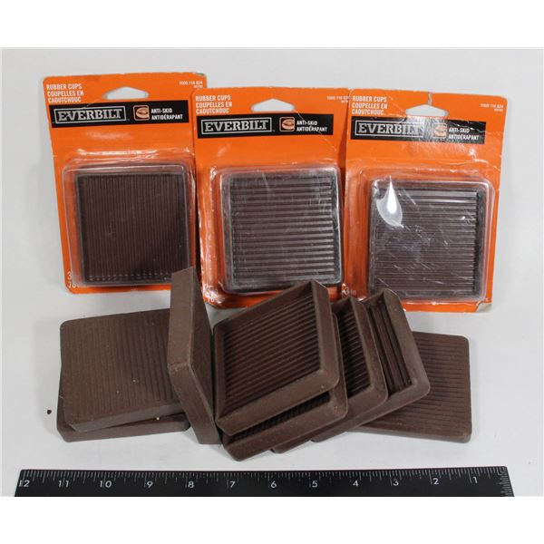 12 - ANTI-SKID RUBBER FURNITURE CUPS 3" X 3"