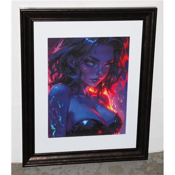 FRAMED UNDER GLASS ANIME GIRL PICTURE