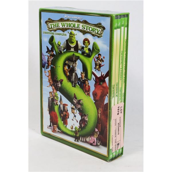 4 PACK DVDS  - "SHREK  THE WHOLE STORY"