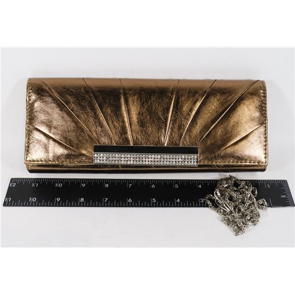 DISPLAY METALLIC BRONZE EVENING HANDBAG